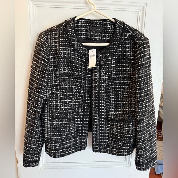 Ann Taylor Jackets & Blazers - Ann Taylor Black and White Tweed Collarless Blazer and Matching Skirt
